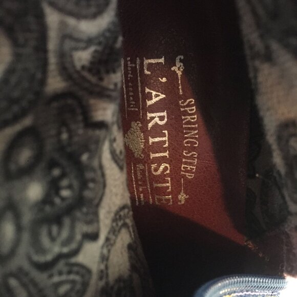 Spring Step LArtiste Scotala Heeled Ankle Boot 10/41 Navy Blue Plaid Leather Zip - Picture 9 of 13